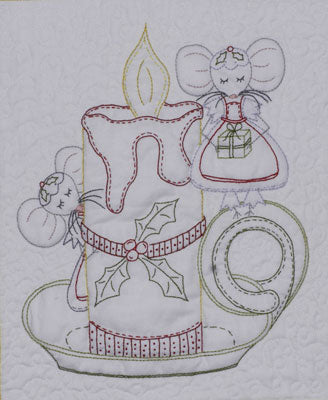 Christmas Mice Stitchery - 9 preprinted panels plus quilt pattern