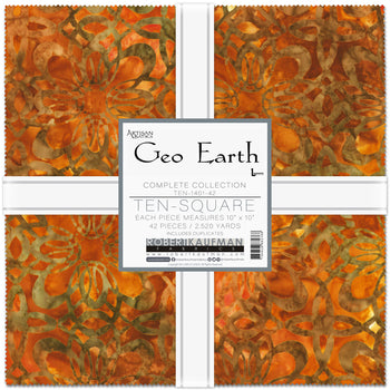 10 inch charm pack - Geo Earth - Batiks