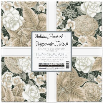 10 inch charm pack - Holiday Flourish - Peppermint Twist - Graphite