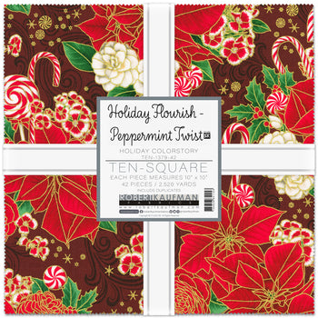 10 inch charm pack - Holiday Flourish - Peppermint Twist - Traditional Colours